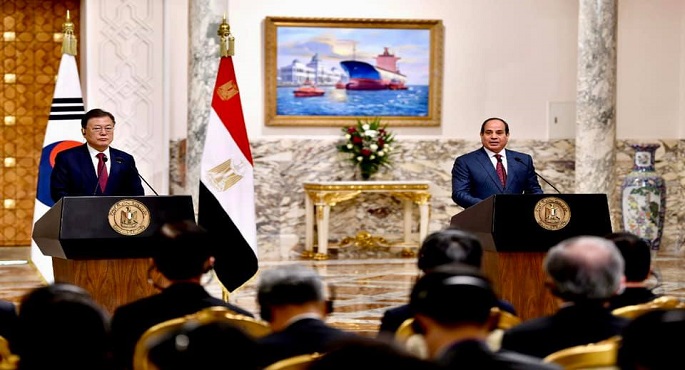 بالفيديو.. خلال مؤتمر صحفي مشترك مع نظيره الكوري الجنوبي.. السيسي: العلاقات بين البلدين عميقة وشهدت تطورا ملحوظا