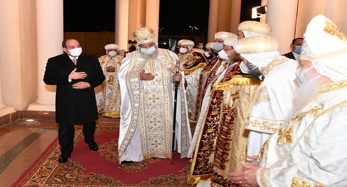 الرئيس السيسي يصل إلى كاتدرائية العاصمة الجديدة للتهنئة بعيد الميلاد المجيد