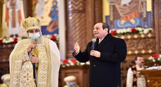 بالفيديو والصور.. الرئيس السيسي من كاتدرائية العاصمة الإدارية: أي تحد أو صعاب تهون طالما المصريين على قلب رجل واحد