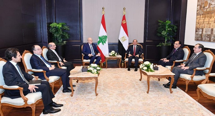 على هامش منتدى شباب العالم.. السيسي يؤكد دعمه الكامل لرئيس وزراء لبنان من أجل نجاح عمل الحكومة