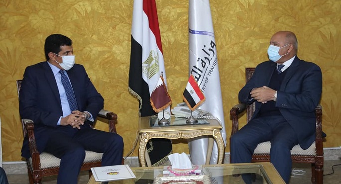 بالصور.. وزير النقل يلتقي سفير قطر لدى مصر لبحث التعاون المشترك في مجال النقل البحري