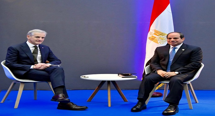 بالصور.. على هامش زيارته إلى فرنسا.. الرئيس السيسي يلتقي رئيس وزراء النرويج