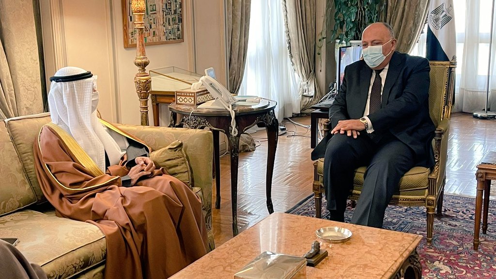 بالصور.. شكرى يستقبل الأمين العام لمجلس التعاون الخليجي