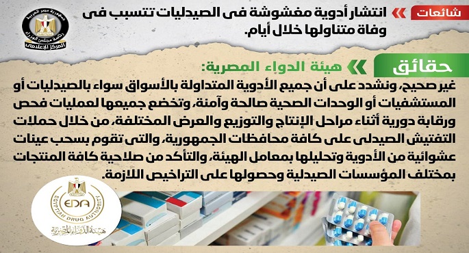 الحكومة تنفي انتشار أدوية مغشوشة في الصيدليات تتسبب في وفاة متناولها خلال أيام