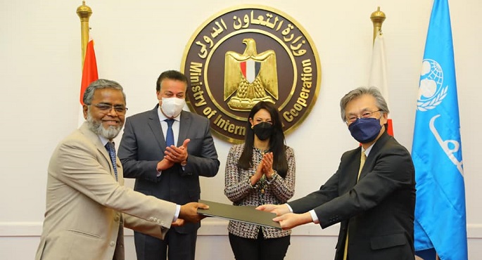 المشاط و عبد الغفار يشهدان توقيع اتفاقية بين السفارة اليابانية واليونيسيف لتوسيع نطاق اللقاحات المضادة لفيروس كورونا في مصر