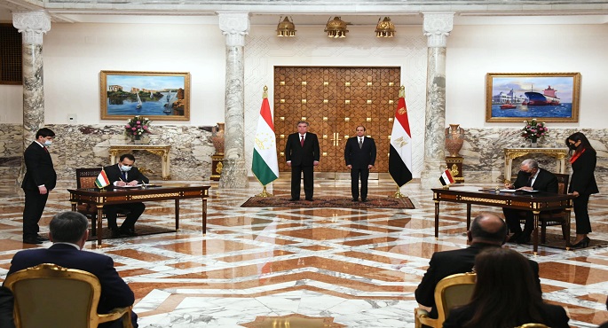 بالصور .. الرئيس السيسي ونظيره الطاجيكي يشهدان توقيع عدد من مذكرات التفاهم بين البلدين