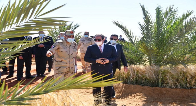 بالفيديو والصور.. الرئيس السيسي يشهد بدء موسم حصاد القمح في توشكى بمحافظة أسوان