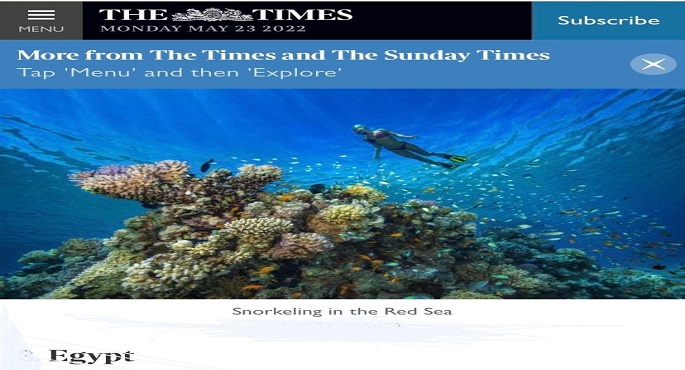 موقع The Times البريطانية يختارمصر ضمن سبعة مقاصد سياحية ممتعة بتكلفة مناسبة