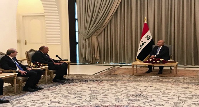 الرئيس العراقي يستقبل شكري والصفدي ويؤكد حرص بلاده على تعزيز العلاقات مع مصر والأردن