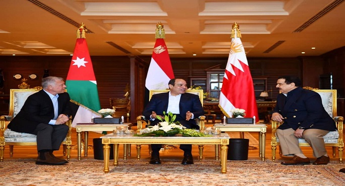 بالصور .. خلال قمة ثلاثية بشرم الشيخ .. السيسى يؤكد تطلع مصر  لتعزيز التعاون البناء مع البحرين والأردن