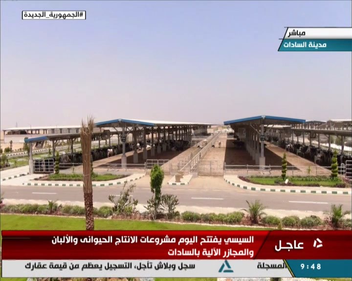 الرئيس السيسي يفتتح مشروعات الإنتاج الحيواني والألبان والمجازر الآلية بالسادات