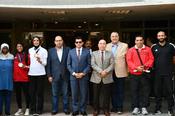 بالصور.. وزير الرياضة يستقبل أبطال مصر في الكاراتيه فى دورة ألعاب البحر المتوسط بالجزائر