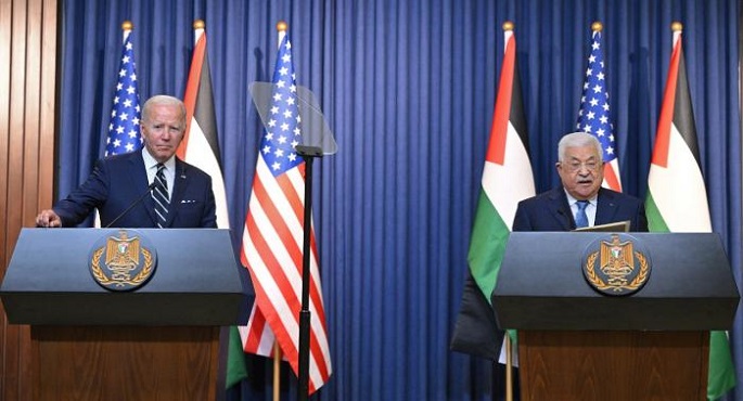 خلال مؤتمر صحفي مشترك مع الرئيس الأمريكي.. عباس: زيارة بايدن لفلسطين تعبر عن اهتمامه بتحقيق السلام