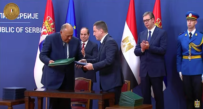 بالفيديو .. الرئيس السيسي يشهد توقيع عدد من الاتفاقيات بين مصر وصربيا