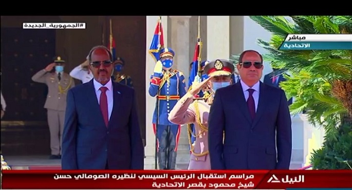 مراسم استقبال الرئيس السيسي لنظيره الصومالي حسن شيخ محمود بقصر الاتحادية