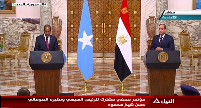 مؤتمر صحفي مشترك للرئيس السيسي ونظيره الصومالي حسن شيخ محمود