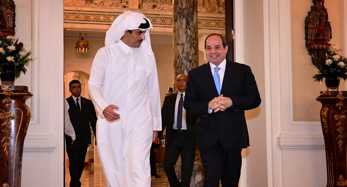 الرئيس السيسي يتلقى اتصالاً هاتفياً من أمير دولة قطر