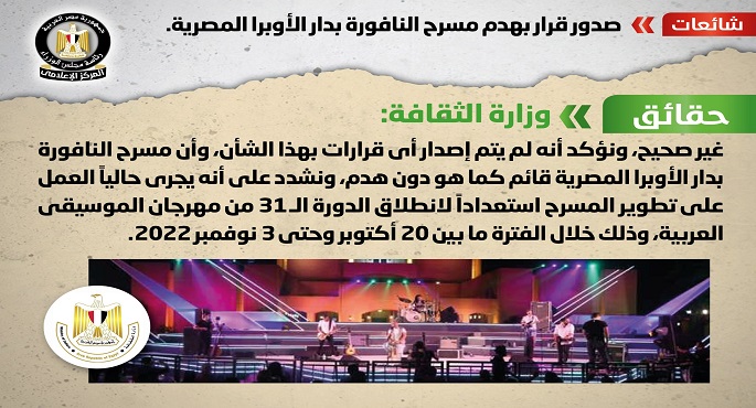 بالإنفوجراف.. الحكومة تنفي صدور قرار بهدم مسرح النافورة بدار الأوبرا المصرية