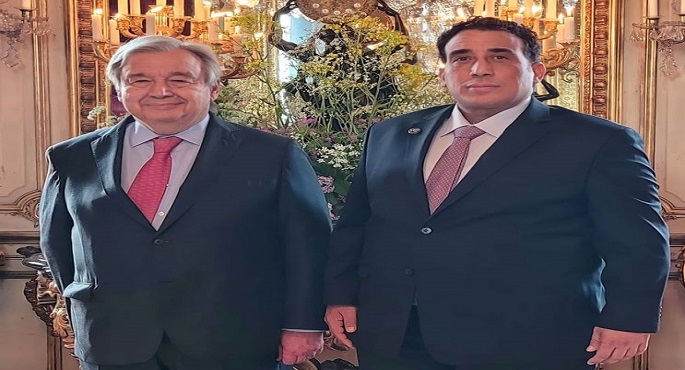 جوتيريش يؤكد للمنفي دعمه الكامل لجهود المجلس الرئاسي الليبي في تحقيق الاستقرار