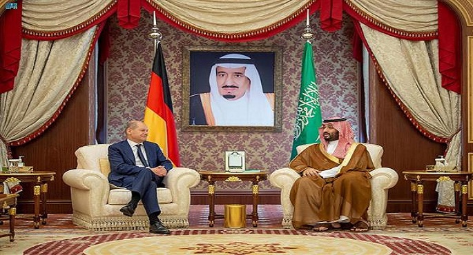 ولي العهد السعودي والمستشار الألماني يبحثان جهود تحقيق السلم الدولي