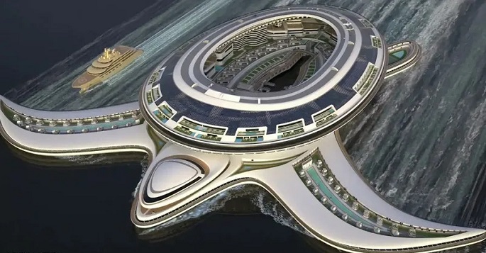 تصميم أكبر مدينة عائمة فى العالم على شكل سلحفاة