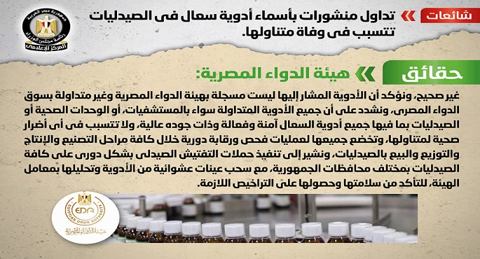 الحكومة تنفي صحة المنشورات المتداولة بأسماء أدوية سعال في الصيدليات تتسبب في وفاة متناولها