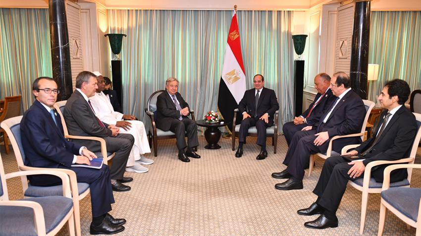 الرئيس السيسي يؤكد لجوتيريش تقدير مصر للتعاون المثمر مع الأمم المتحدة في قضية تغير المناخ