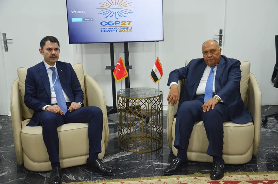الوزير شكري رئيس مؤتمر COP27 يستقبل وزير البيئة التركي