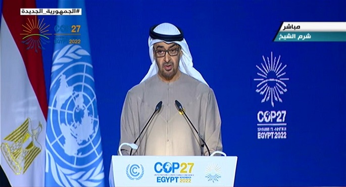 بالفيديو .. رئيس الإمارات يؤكد في كلمته أمام قمة المناخ الحاجة إلى السلام ووقف الحرب