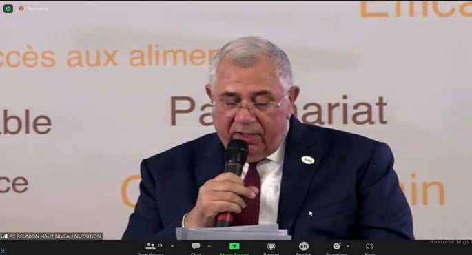 بالصور .. نيابة عن رئيس مجلس الوزراء .. وزير الزراعة يلقى كلمة أمام اجتماع حول دعم قدرة الإستدامة في مجال الغذاء في القارة الأفريقية