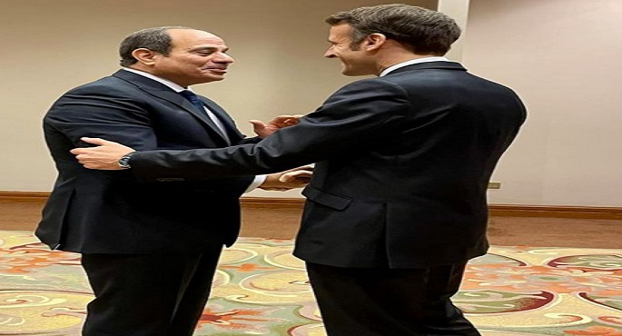 الرئيس السيسي يلتقى نظيره الفرنسى على هامش مؤتمر بغداد للتعاون والشراكة بالأردن