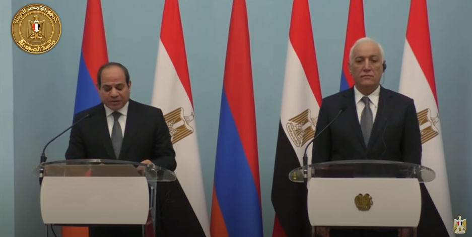 بالفيديو خلال مؤتمر صحفي مشترك .. الرئيس السيسي : العلاقات التاريخية مع أرمينيا لها خصوصيتها المتفردة