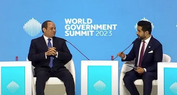 خلال جلسة حوارية على هامش قمة ا لحكومات .. الرئيس السيسي يؤكد أهمية دعم الأشقاء العرب للدولة المصرية