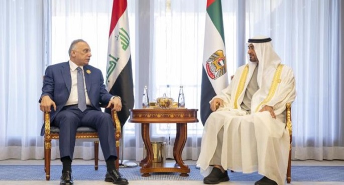 رئيس الإمارات ورئيس الوزراء العراقي يبحثان سبل تعزيز التعاون الثنائي