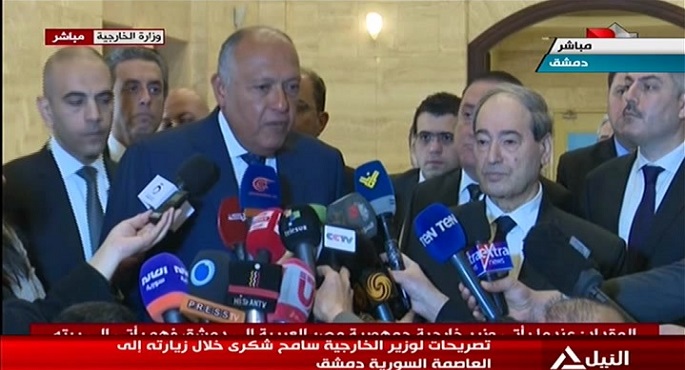 مؤتمر صحفي لوزير الخارجية سامح شكري ونظيره السوري فيصل المقداد