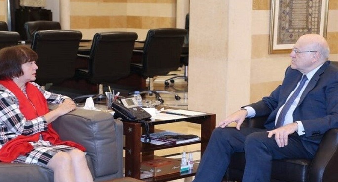 ميقاتي يبحث مع المنسقة الأممية سبل دعم مؤسسات الأمم المتحدة لإجراء الانتخابات البلدية