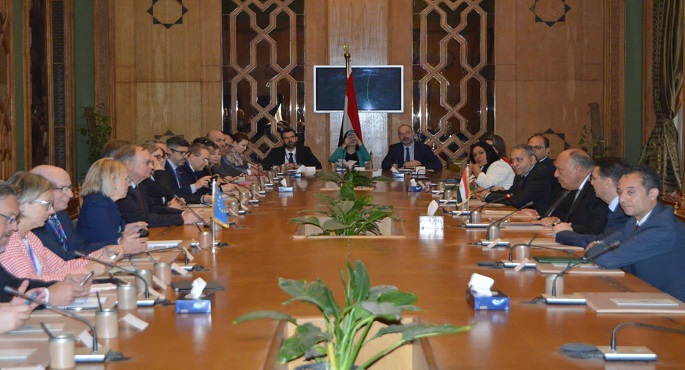 بالصور.. وزير الخارجية يستقبل سفراء الاتحاد الأوروبي في منطقة الشرق الأوسط ومسئولي جهاز الخدمة الخارجي للاتحاد الأوروبي المعنيين بالمنطقة