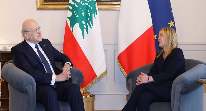 رئيس الحكومة اللبنانية ونظيرته الإيطالية يعقدان جلسة مباحثات رسمية في روما