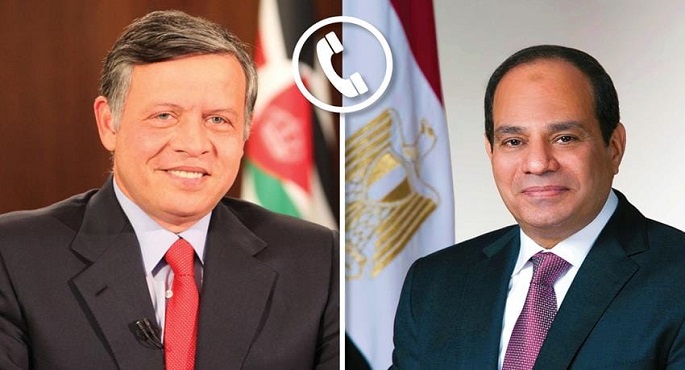 الرئيس السيسي يتلقى اتصالا هاتفيا من ملك الأردن للتهنئة بعيد الفطر