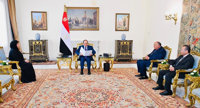 بالصور.. الرئيس السيسي يتسلم رسالة خطية من رئيس الإمارات تتضمن دعوته للمشاركة في القمة العالمية للمناخ (COP28)