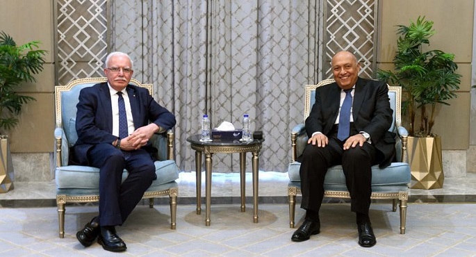 سامح شكري يلتقي وزير خارجية فلسطين
