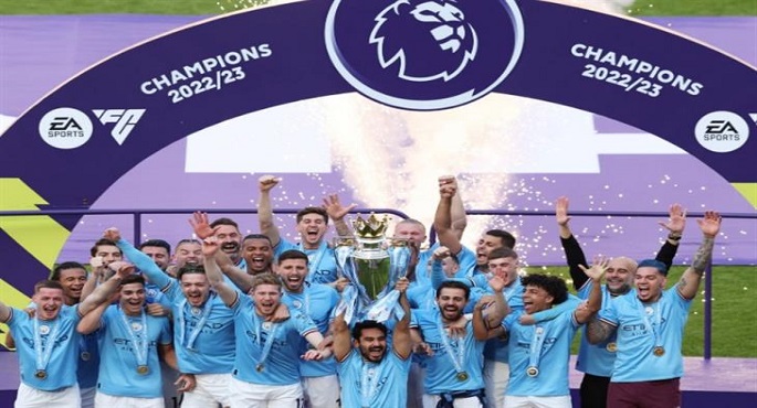 مانشستر سيتي يحتفل بلقب الدوري الإنجليزي بالفوز على تشيلسي 1ـ 0