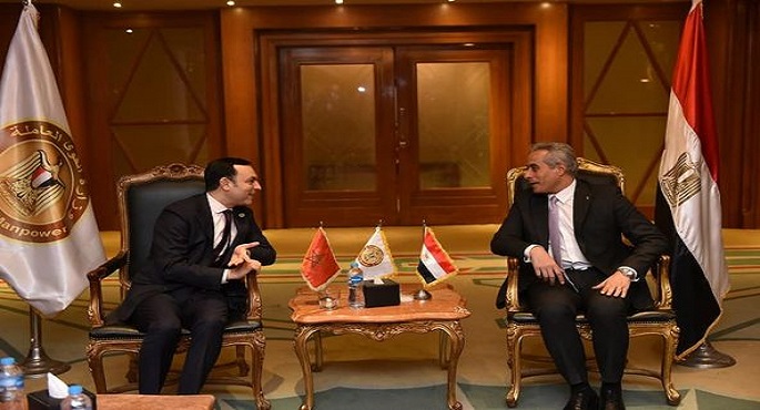 وزير القوى العاملة يبحث مع نظيره المغربي التعاون والتنسيق في القضايا المشتركة