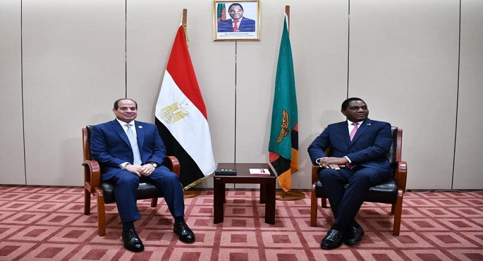 بالصور.. الرئيس السيسي يؤكد تطلع مصر لتعزيز العلاقات الثنائية التاريخية مع زامبيا