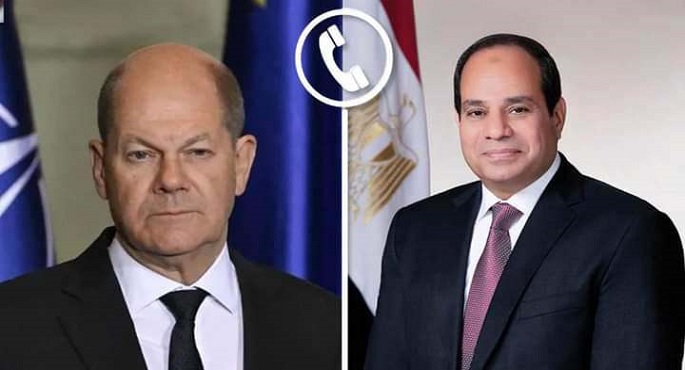 الرئيس السيسي يتلقى اتصالاً هاتفياً من المستشار الألماني أولاف شولتز
