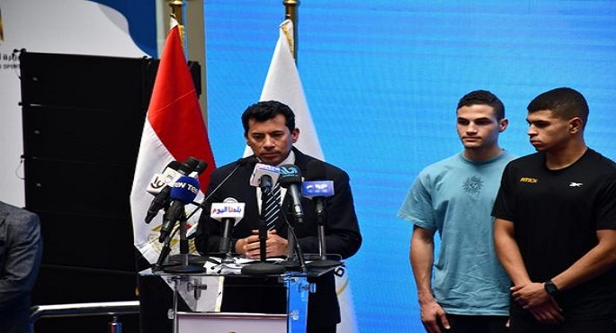 وزير الرياضة يشهد المؤتمر الصحفي للاعلان عن الانتقاء الخاص بالمشروع القومي للموهبه والبطل الاولمبي