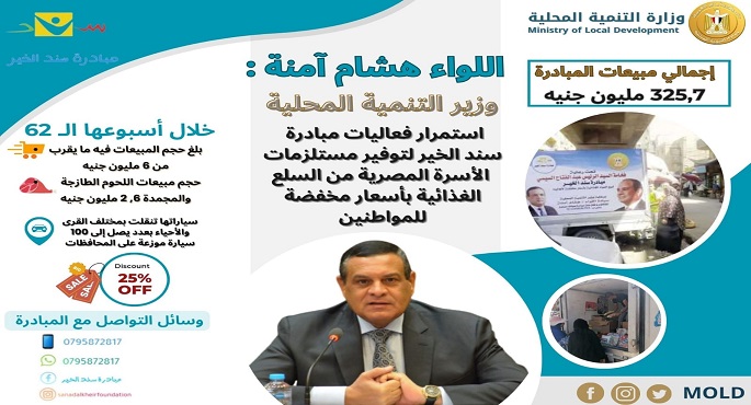 وزير التنمية المحلية : 325.7 مليون جنيه حجم مبيعات مبادرة سند الخير منذ انطلاقها