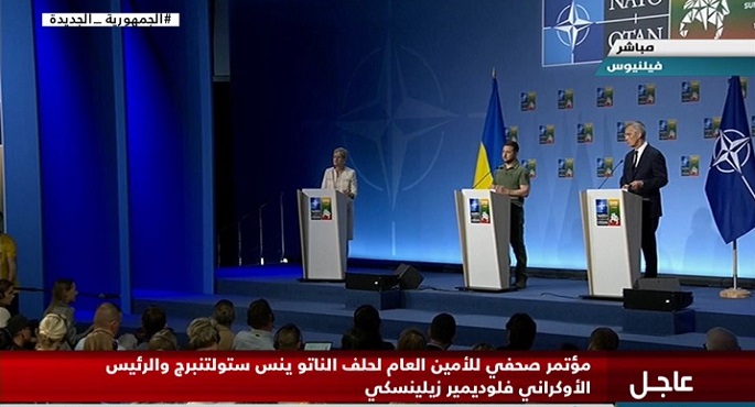 مؤتمر صحفي للأمين العام لحلف الناتو ينس ستولتنبرج والرئيس الأوكراني فلوديمير زيلينسكي