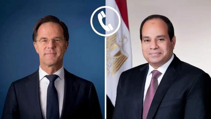 السيسي يبحث مع رئيس وزراء هولندا جهود تثبيت الهدنة وإدخال المساعدات إلى غزة