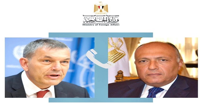 شكري يؤكد للمفوض العام للأونروا ضرورة وقف الانتهاكات الإسرائيلية ضد المدنيين والمنشآت المدنية في غزة